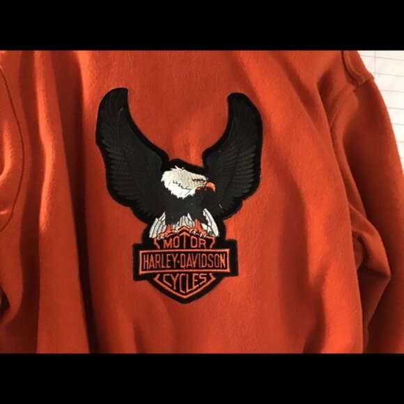HARLEY DAVIDSON ... HOLLOWAY ... men’s bomber jacket sz Large, orange - Picture 8 of 8